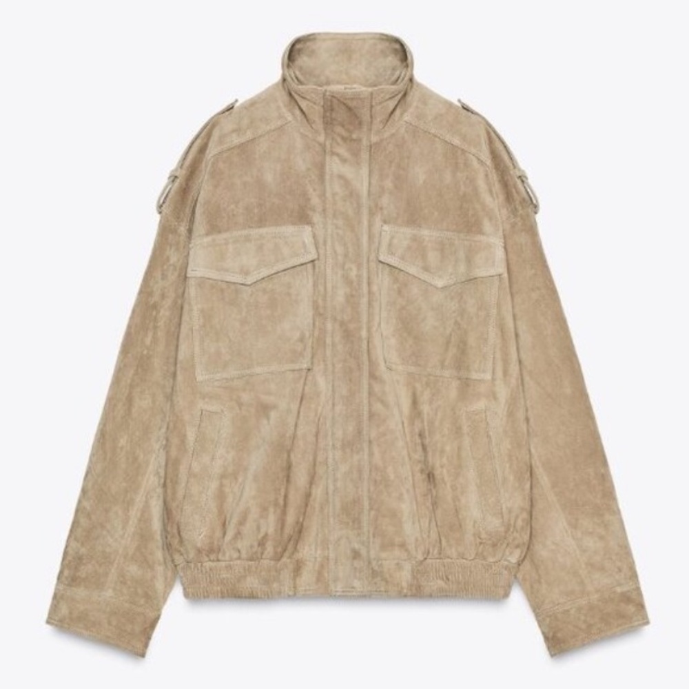 ZARA Viral Suede Leather Oversized Jacket. New, S - Picture 10 of 16